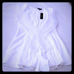 White short long sleeve romper